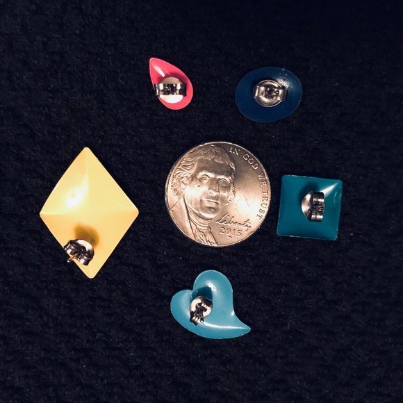 Vintage 80's Earrings Metal Retro Small Lot of 5 - Picture 8 of 8